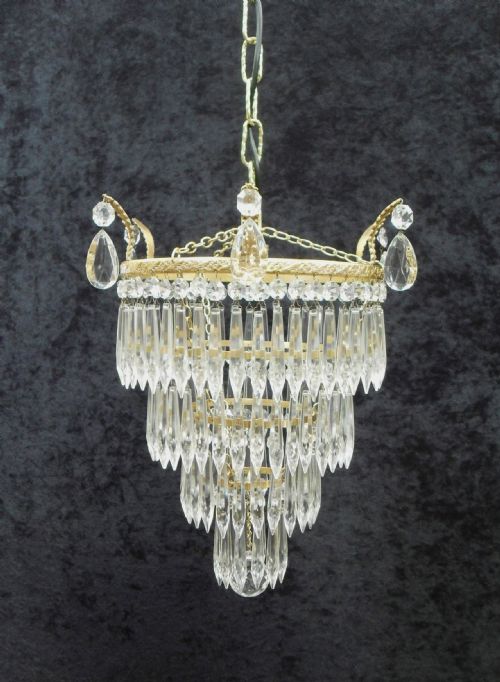Italian Art Deco Four Tier Glass Chandelier