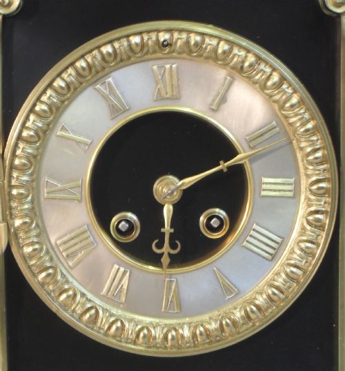 fig 1. French Belle Epoque Black Slate and Marble Mantel Clock