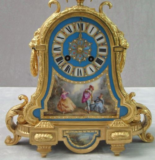 fig 1. French Bronze Gilt and Sevre Panel Mantel Clock