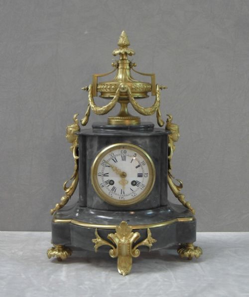 fig 1. French Louis XVI Style Marble and Bronze Gilt Clock Set