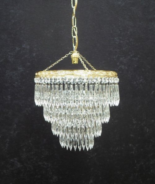 Italian Art Deco Four Tier Crystal Glass Chandelier
