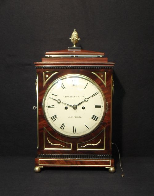 Georgian Mahogany and Brass Inlaid Bracket Clock by Thwaites & Reed