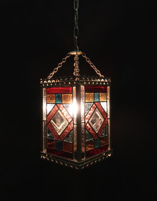 fig 1. Victorian Coloured Glass Hall Lantern