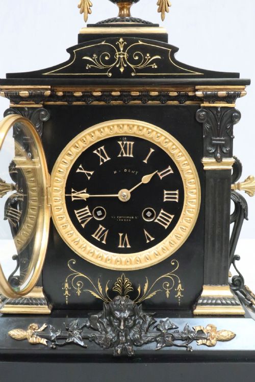 fig 1. French Neoclassical Black Slate and Bronze Gilt Mantel Clock
