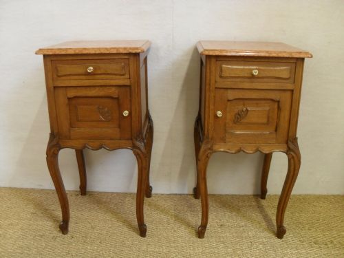 Pair of Oak Continental Bedside Cabinets