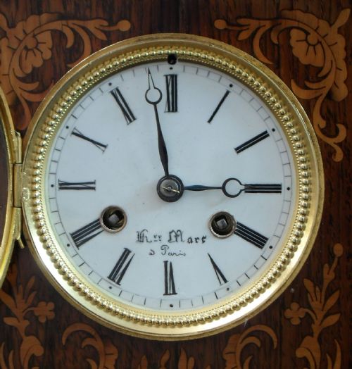 fig 1. French Napoleon III Rosewood Campaign Mantel Clock