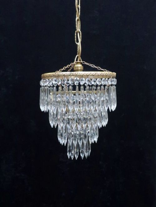Italian Art Deco Four Tier Crystal Glass Chandelier