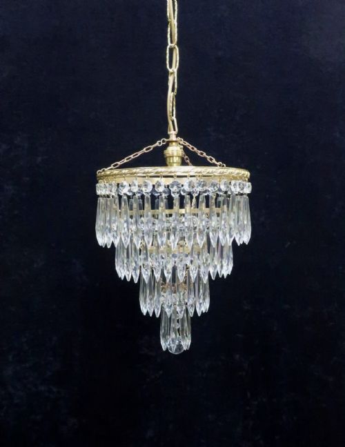 Art Deco Four Tier Crystal Glass Chandelier