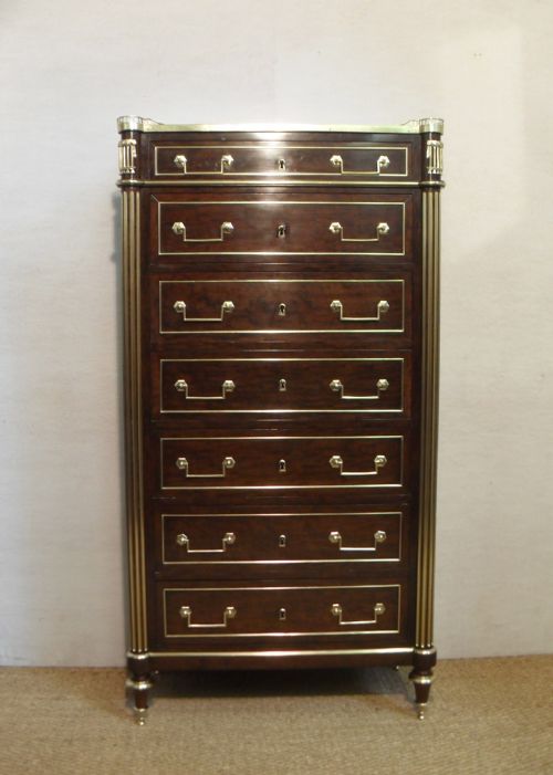 French 19th Century Mahogany and Brass Chest of Drawers