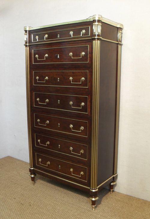 fig 1. French 19th Century Mahogany and Brass Chest of Drawers