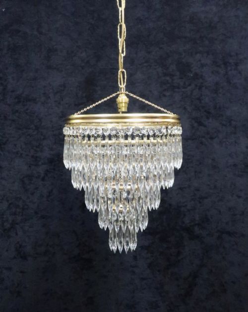 Art Deco Five Tier Crystal Glass Chandelier