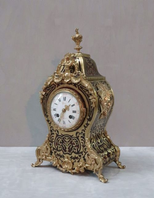 French 19th Century Louis Xv Style Boulle Mantel Clock by Samuel Marti