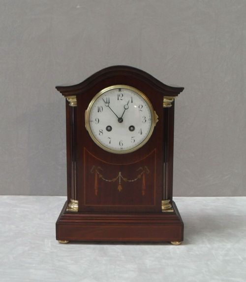 French Belle Epoque Mahogany Mantel Clock by Japy Freres