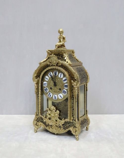 French 19th Century Louis Xiv Style Boulle Mantel Clock