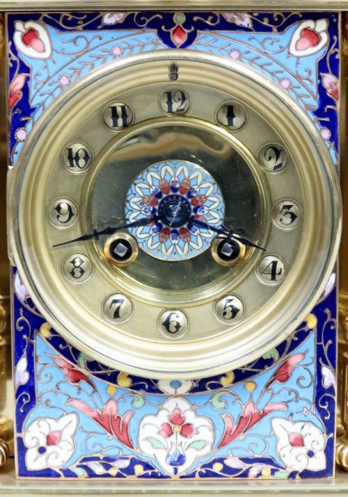 fig 1. French Brass and Champleve Mantel Clock by Samuel Marti