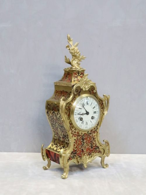 French Napoleon III Boulle Mantel Clock by Vincenti