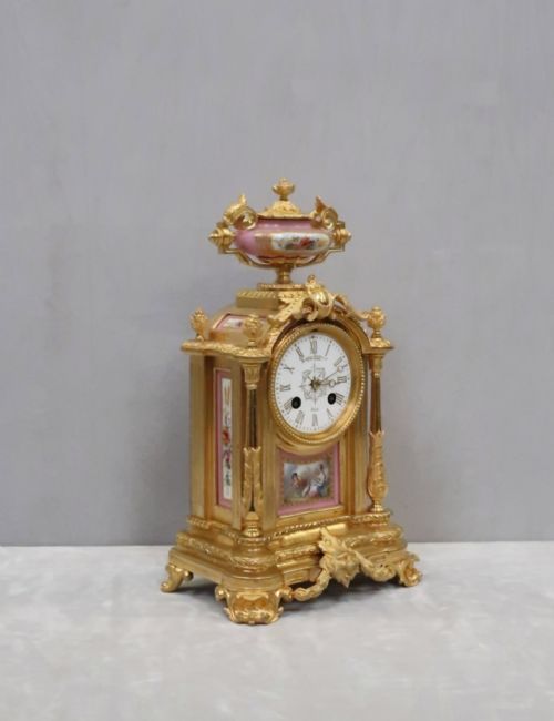 fig 1. Napoleon III Bronze Gilt and Porcelain Mantel Clock by Japy Freres