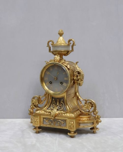 fig 1. French Napoleon III Bronze Gilt Mantel Clock by Japy Freres