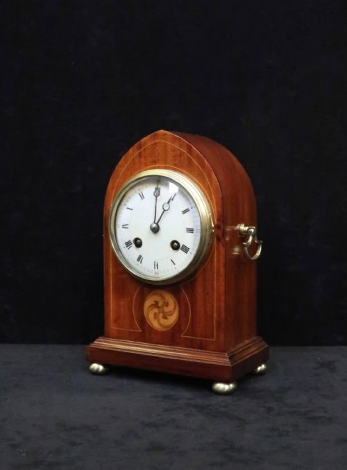 French Belle Epoque Mahogany Mantel Clock by Drocourt