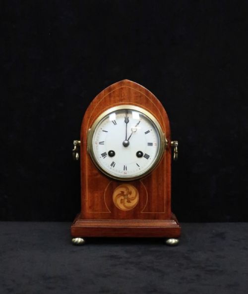 fig 1. French Belle Epoque Mahogany Mantel Clock by Drocourt