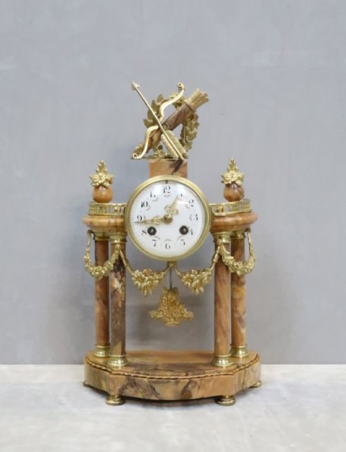 fig 1. French Louis XVI Style Sienna Marble and Bronze Gilt Clock Set
