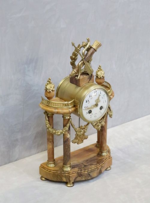 fig 2. French Louis XVI Style Sienna Marble and Bronze Gilt Clock Set