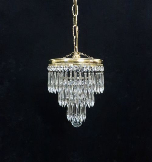 Italian Art Deco Three Tier Crystal Glass Chandelier