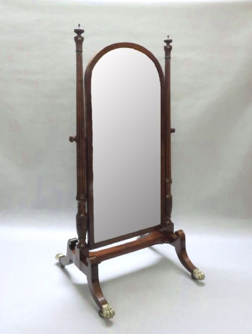 George III Mahogany Cheval Mirror Attributed to Gillows