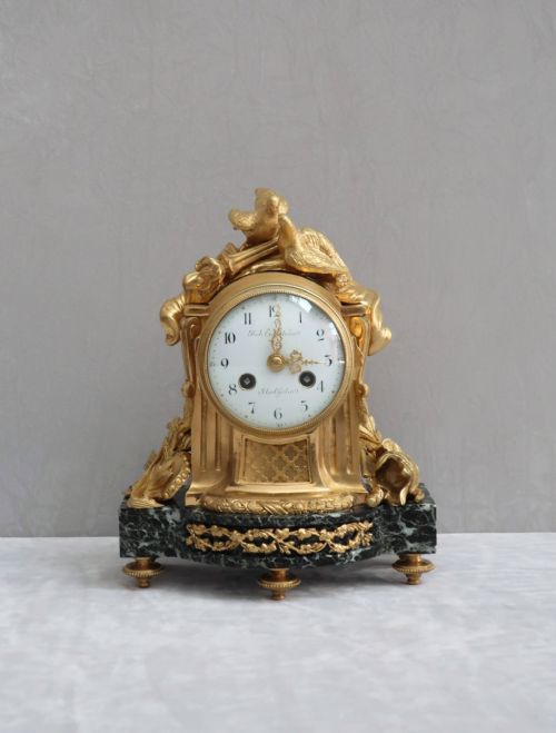 French Napoleon III Bronze Gilt Mantel Clock by Vincenti