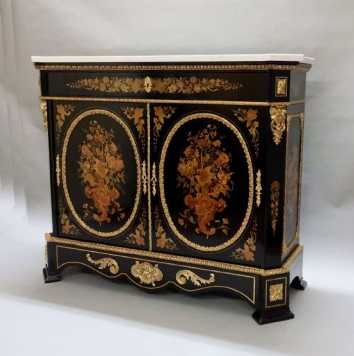 fig 1. French Marquetry Side Cabinet Attributed to Joseph Cremer