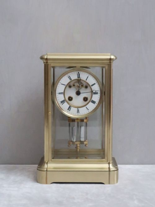 fig 1. French Brass Four Glass Mantel Clock by Samuel Marti