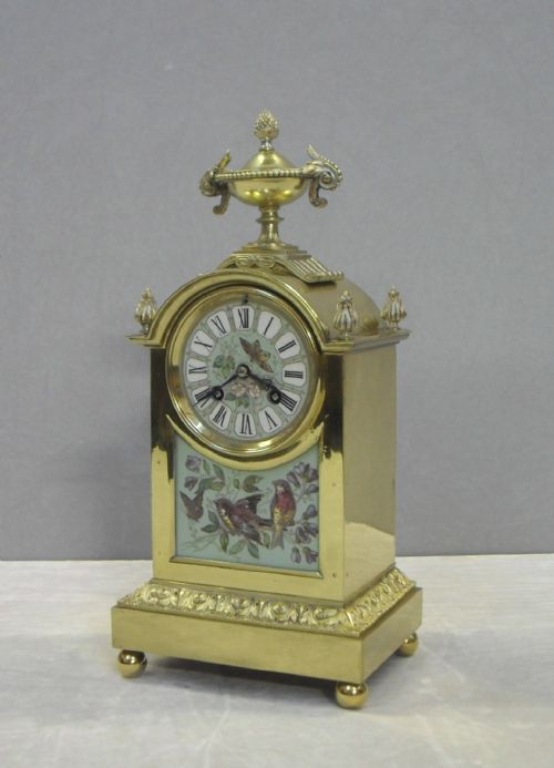 fig 1. French Belle Epoque Brass and Porcelain Clock Set