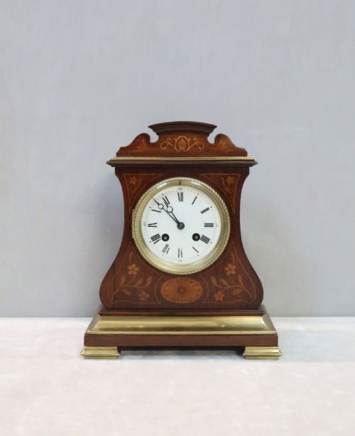 French Belle Epoque Rosewood Mantel Clock by A.d Mougin