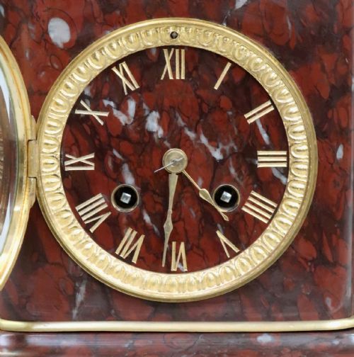 fig 1. French Neoclassical Style Marble Mantel Clock by Japy Freres
