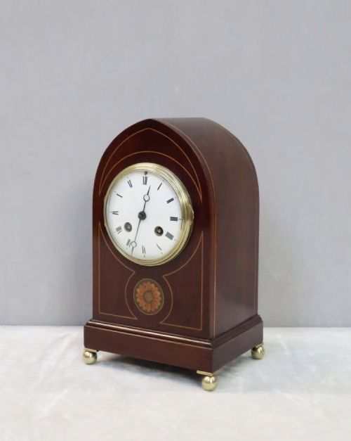 French Belle Epoque Mahogany Mantel Clock by Samuel Marti