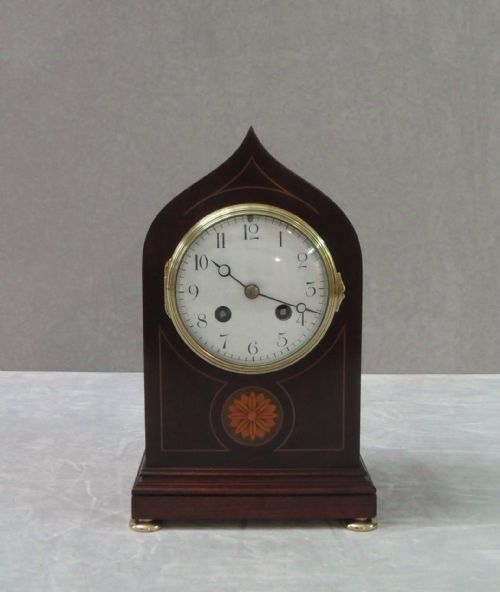 fig 1. French Belle Epoque Mahogany Mantel Mantel Clock by Samuel Marti
