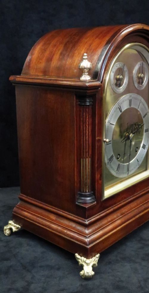GERMAN MAHOGANY TING TANG STRIKING BRACKET CLOCK BY WH - ADDITIONAL PHOTO 1