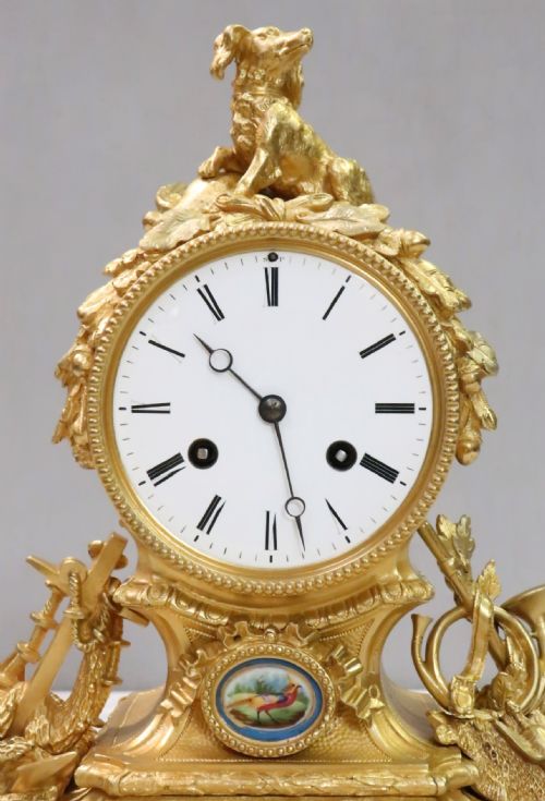fig 1. French Louis XVI Style Bronze Gilt and Porcelain Mantel Clock