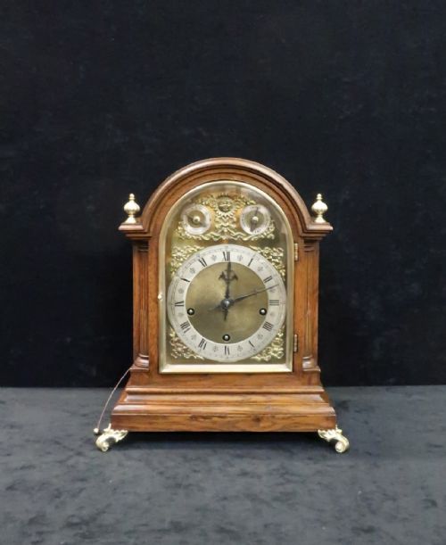 German Oak Westminster Chime Bracket Clock by W&h
