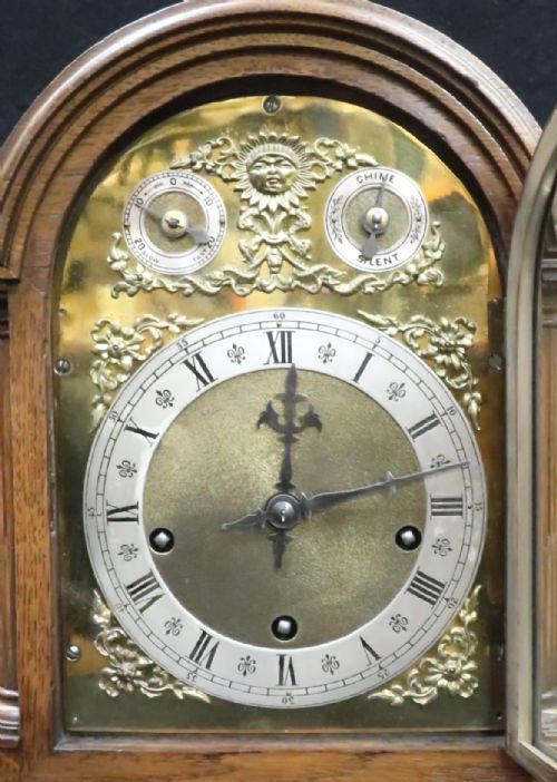 fig 1. German Oak Westminster Chime Bracket Clock by W&H
