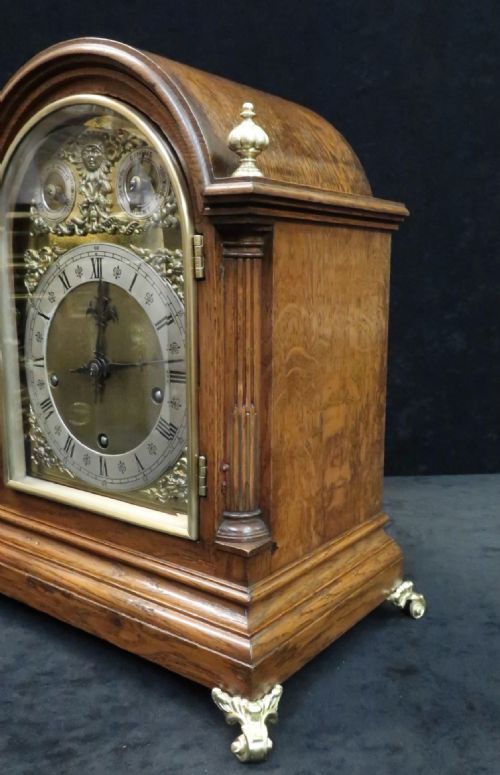 fig 3. German Oak Westminster Chime Bracket Clock by W&H