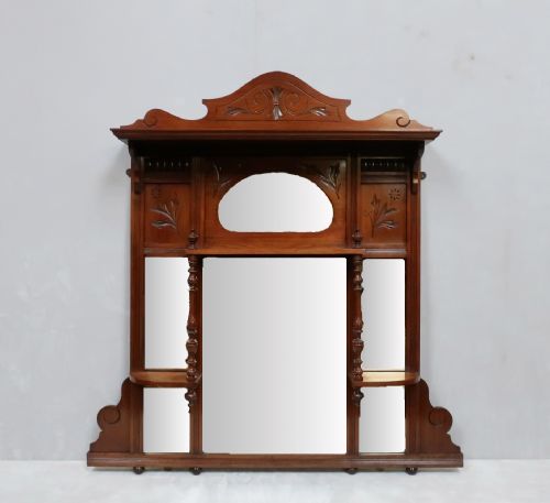 Victorian Aesthetic Movement Walnut Overmantel Mirror