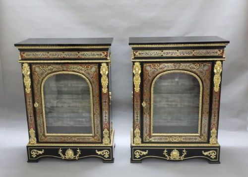 Pair of English Victorian Boulle Side Cabinets