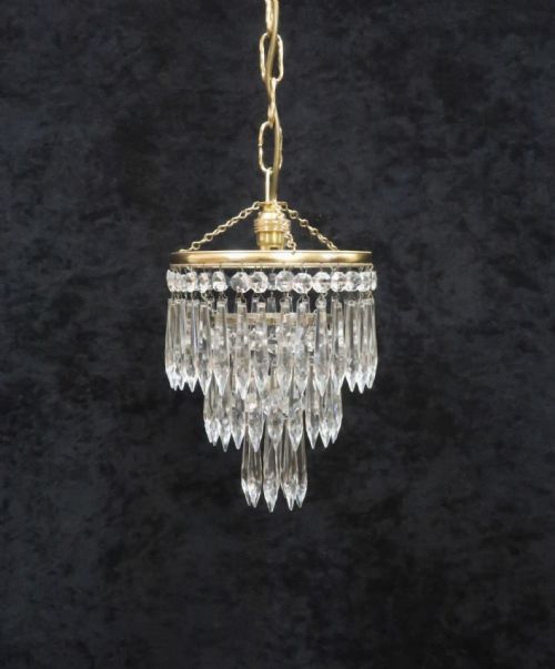 Italian Art Deco Three Tier Crystal Glass Chandelier