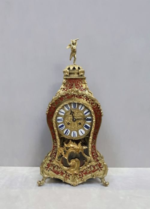 French Louis Xv Style Tortoise Shell Mantel Clock