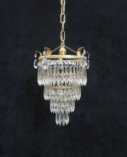 Italian Art Deco Four Tier Crystal Glass Chandelier