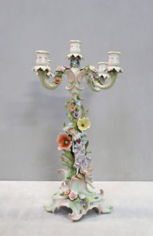 PAIR OF GERMAN SAXONY PORCELAIN CANDLESTICKS - ADDITIONAL PHOTO 1