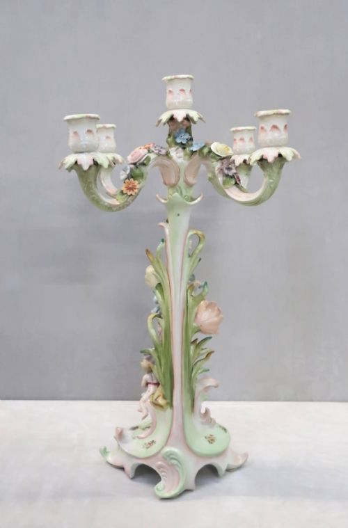 PAIR OF GERMAN SAXONY PORCELAIN CANDLESTICKS - ADDITIONAL PHOTO 3