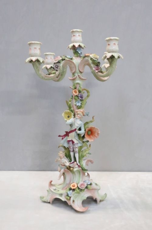 PAIR OF GERMAN SAXONY PORCELAIN CANDLESTICKS - ADDITIONAL PHOTO 6