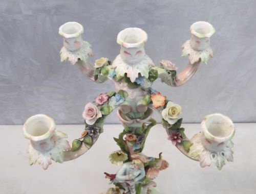 PAIR OF GERMAN SAXONY PORCELAIN CANDLESTICKS - ADDITIONAL PHOTO 8